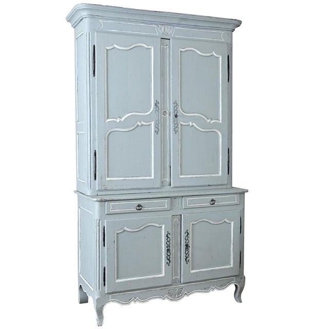 French 19th Century Louis XV Painted Buffet a Deux Corps For Sale - Image 4 of 12