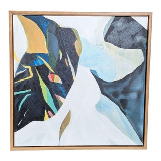 Modern Abstract Framed Painting – Colorful Geometric Design For Sale