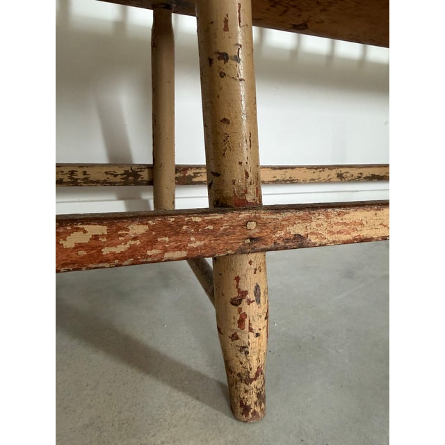 Primitive 10' Long Bench Weathered Original Painted Surface For Sale - Image 16 of 17