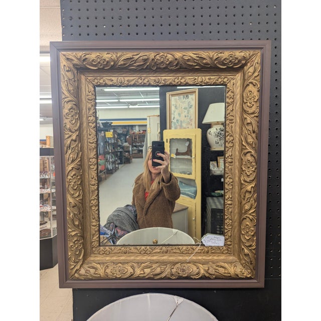 Antique Early 20th Century Ornate Giltwood Wall Mirror For Sale In Charlotte - Image 6 of 6