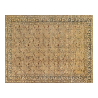 Antique Persian Tabriz Botanic Handmade Wool Rug For Sale
