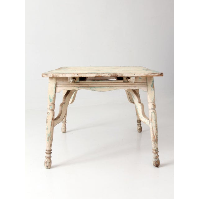Antique American Country Painted Wood Low Table With Plank Top For Sale - Image 13 of 18