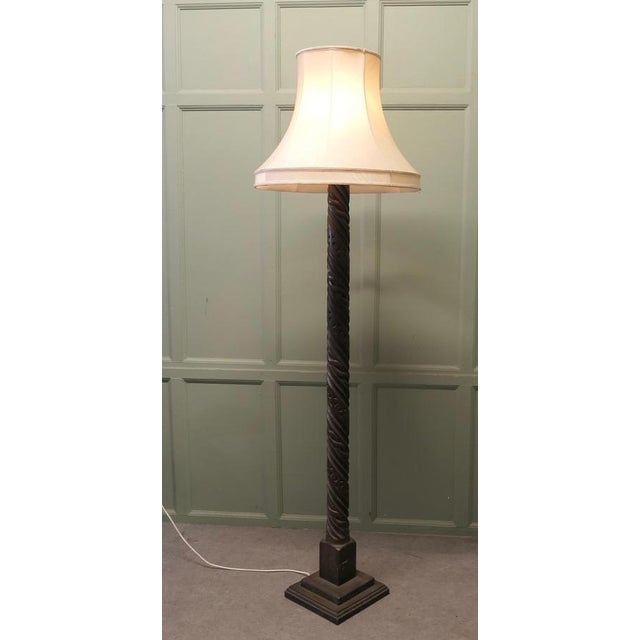Gothic Carved Oak Floor Standing Standard Lamp A skilfully turned and carved piece of Oak, the lamp stands on a square 3...