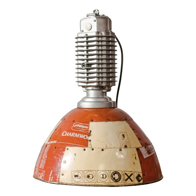 Vintage Industrial Austrian Zumtobel Staff Pendant Light with Fairtrade Tin Shade by Charles Keller, 1980s For Sale