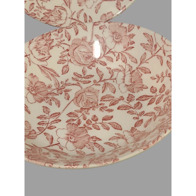 Late 20th Century Vintage Set of 4 English Churchill Pink Peony Toile Bowls For Sale - Image 5 of 8