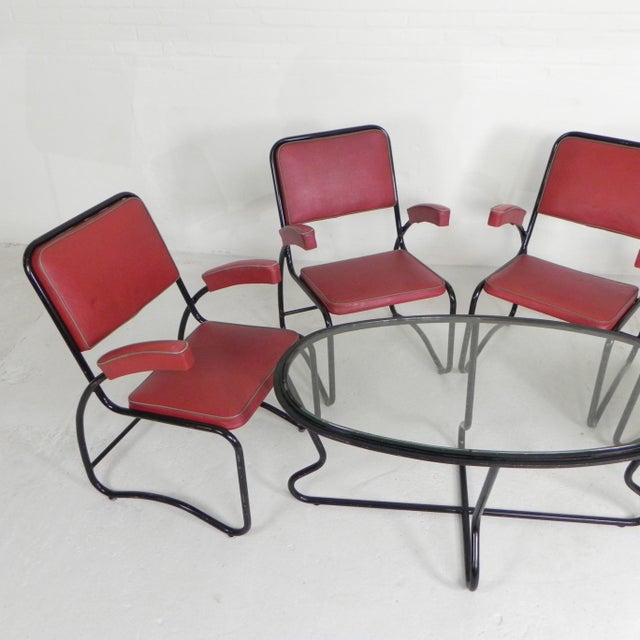 Bauhaus Armchairs and Coffee Table with Tubular Frame, 1950s, Set of 5 For Sale - Image 4 of 18