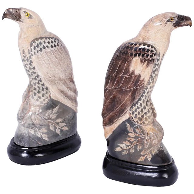 Carved and Painted Horn Birds - A Pair For Sale - Image 9 of 9