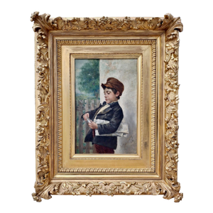 "The Newspaper Boy" by John Henry Henrici (1863-1958)