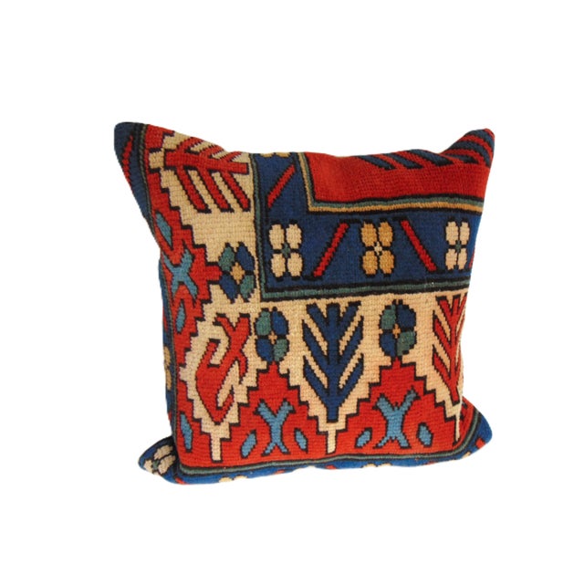 A wonderful pair of vintage hand-knotted Turkish carpet pillow covers. Measurements: 20"x20" Includes pillow covers only...