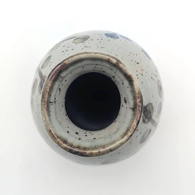Light Gray 1980s Japanese Glazed Stoneware Bud Vase For Sale - Image 8 of 9