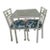 1970s Metal Dining Patio Set Square Table Glass Top White Chairs on Wheels Set of 3 For Sale