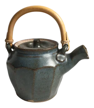 Stoneware Faceted Grey-Blue Tea Pot by Warren MacKenzie - 2005. -
