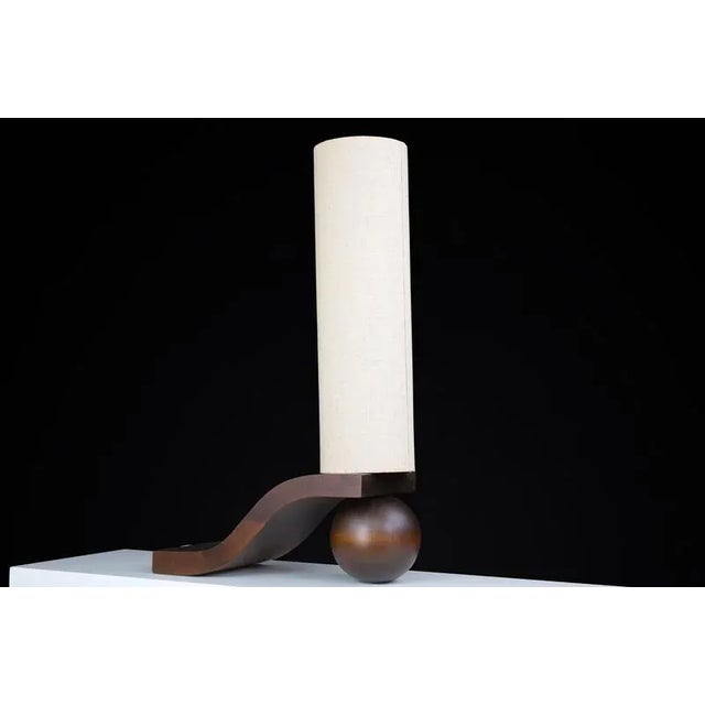 Mid-Century Czech Table Lamp in Sculpted Wood by Vladimír Nývlt, 1970s For Sale - Image 10 of 12