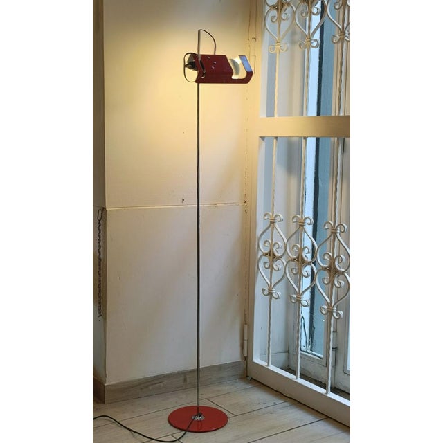 1960s Vintage Spider Red Floor Lamp by Joe Colombo for Oluce, Italy, 1960s For Sale - Image 5 of 8