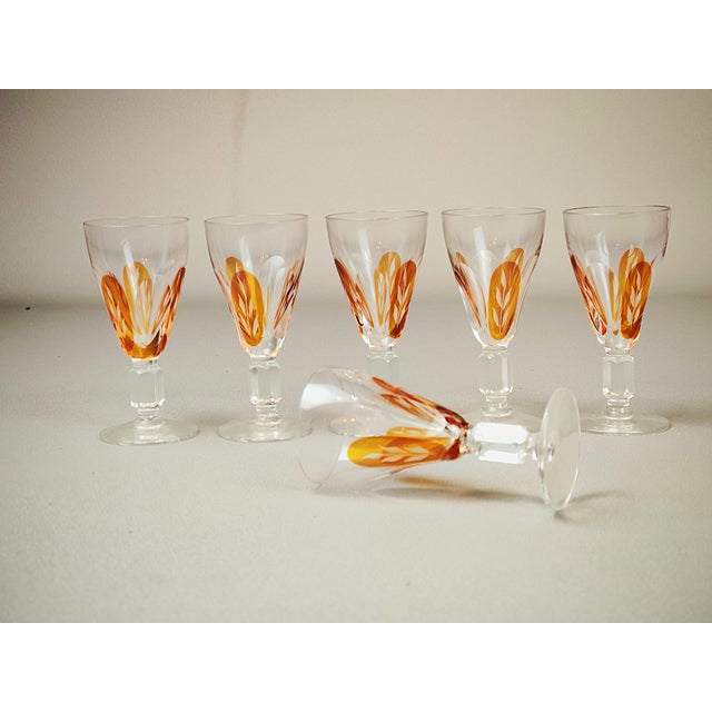 Glass Golden Honey Amber Carafe with Glasses, Set of 7 For Sale - Image 7 of 11