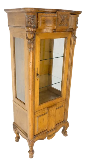 Compact Regency One Door Carved 26" Wide 3 Tier Italian Curio Cabinet