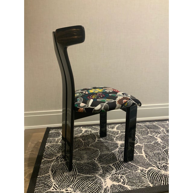 Pierre Cardin 1970s Pierre Cardin Lacquer Chair With Pierre Frey Fabric For Sale - Image 4 of 6