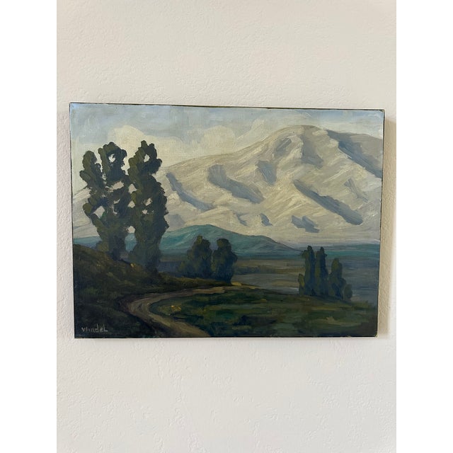 Vintage Signed Mid-Century Plein Air Landscape Oil Painting For Sale - Image 9 of 9