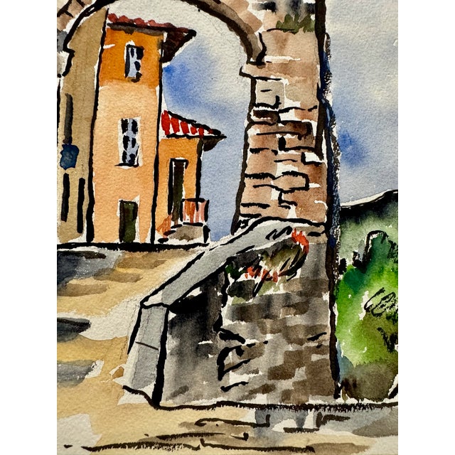 Rustic Henry Emil Salloch Original Watercolor on Paper Porta Macchiaia, Barga, Italy. 1970. For Sale - Image 3 of 7