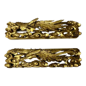 Pair Antique Chinese Gilt Carvings