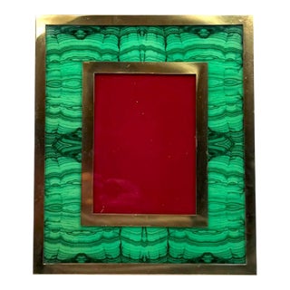Mid-Century Faux Malachite Picture Frame, Italy 1970s For Sale