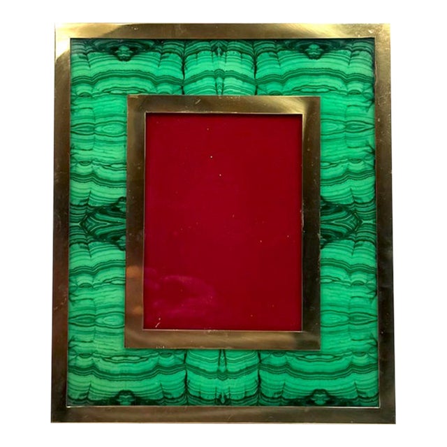 Mid-Century Faux Malachite Picture Frame, Italy 1970s For Sale