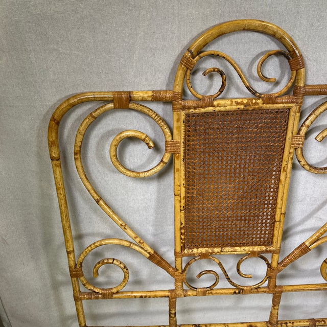 Tortoise shell Rattan, and Cane twin headboards. No rails, no footboards… In near perfect condition, the wispy design is...