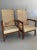 Set of Mid-Century Modern Lounge Chairs in Wood and Cane For Sale - Image 5 of 11
