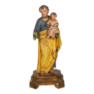 17th/18th Century Spanish Polychromed Statue of Saint Joseph With Infant Christ