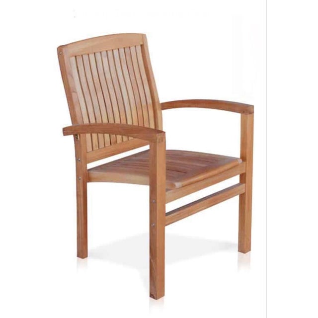 2020s Contemporary Teak Outdoor Stacking Chair For Sale - Image 5 of 6