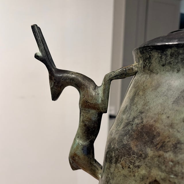 1940s Vintage Stag Archaistic Bronze Lamp For Sale - Image 5 of 7