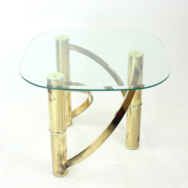 Swirl Coffee Table in Brass and Glass, 1970s For Sale - Image 9 of 9