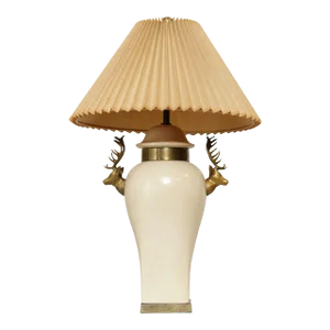 Late 20th Century Urn Form Table Lamp with Brass Stag Head Handles