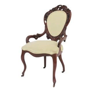 Victorian Rose Caved Mahogany Slipper Chair For Sale