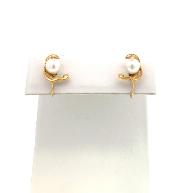 Contemporary 1990s Mikimoto Estate Akoya Pearl Earrings 14k, 2 Pieces For Sale - Image 3 of 7