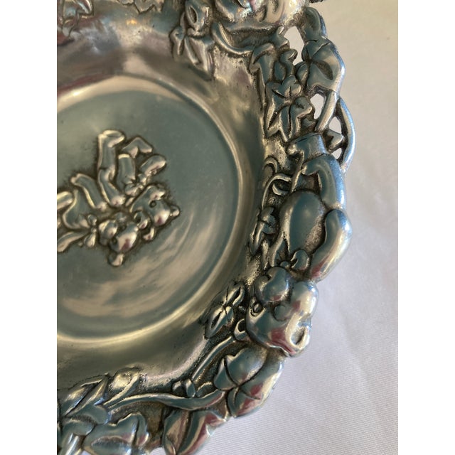 Arthur Court Vintage Aluminum Teddy Bear Bowl With Ornate Floral Repoussé Rim For Sale - Image 9 of 10