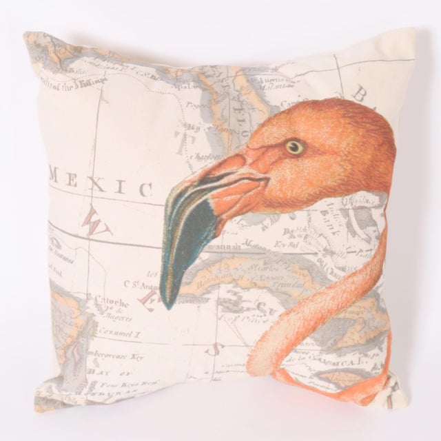 Pair of Canvas Flamingo Throw Pillows For Sale - Image 4 of 7