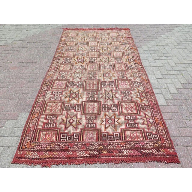 1960s Embroidered Turkish Kilim - 55"x113" For Sale - Image 11 of 11
