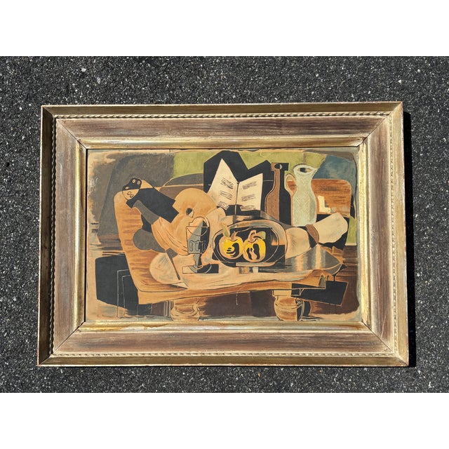 Mid 20th C. Original Cubist Style Print on Board in Significant Period Frame For Sale - Image 11 of 11