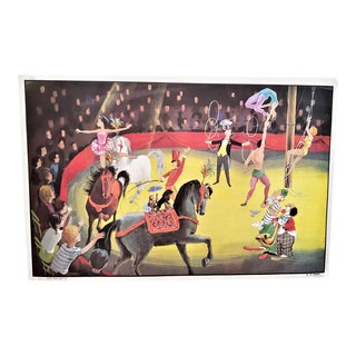 Mid-Century French Double Sided School Poster-Circus, Boy's Room For Sale