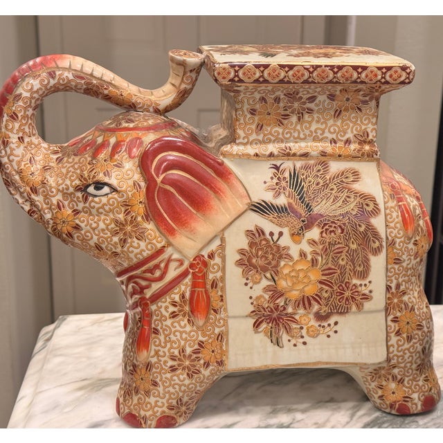 Vintage Medium Scale Trunk Raised Elephant Plant Stand For Sale - Image 4 of 11