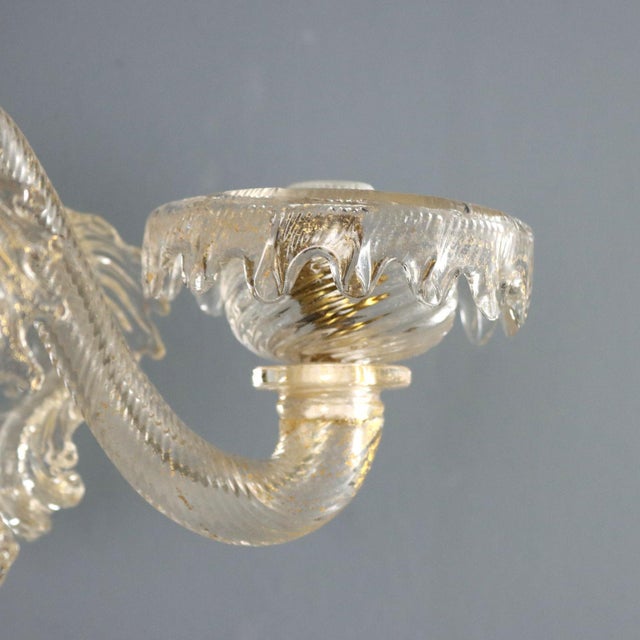 Venetian Blown Glass Wall Lights with Gold Shades, Set of 2 For Sale - Image 5 of 10