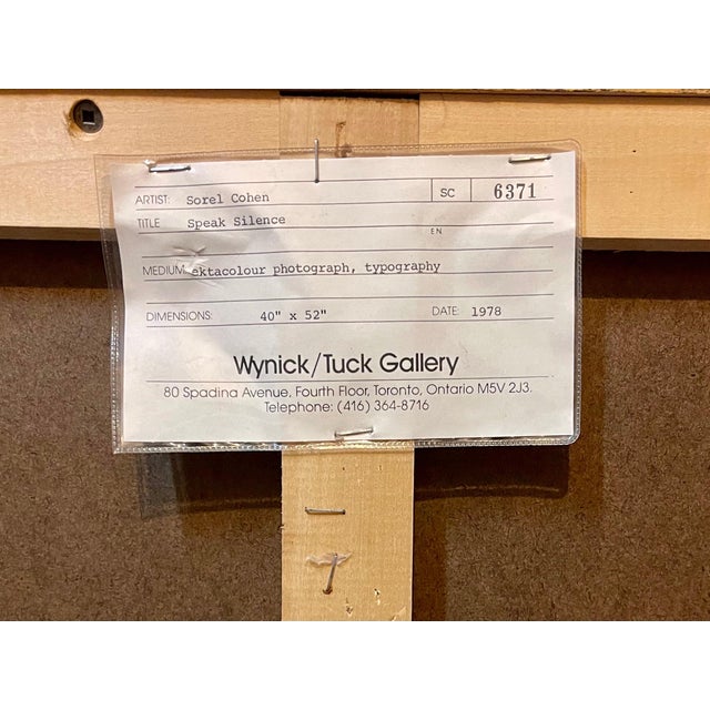 Sorel Cohen, Large Scale Color Photograph Ektacolor C Print Art Photo Typography Sorel Cohen, 1978 For Sale - Image 13 of 14