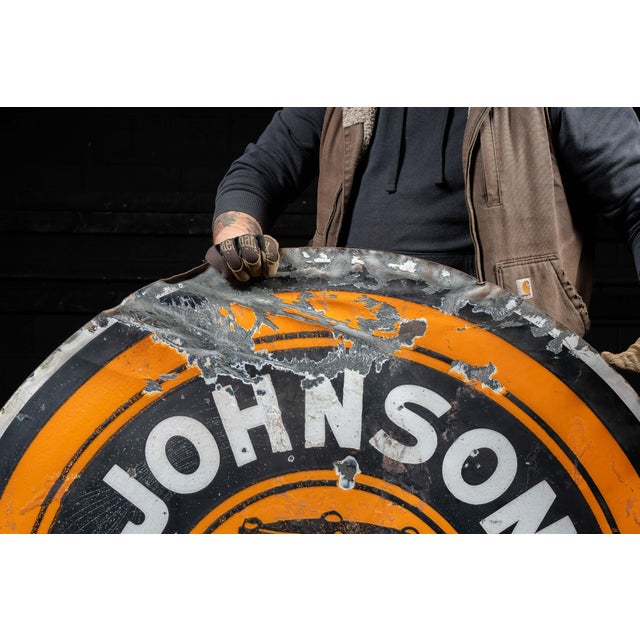 1920s John1920s–1930s Johnson Gasolene With Ethyl Double-Sided Porcelain Sign For Sale - Image 5 of 13