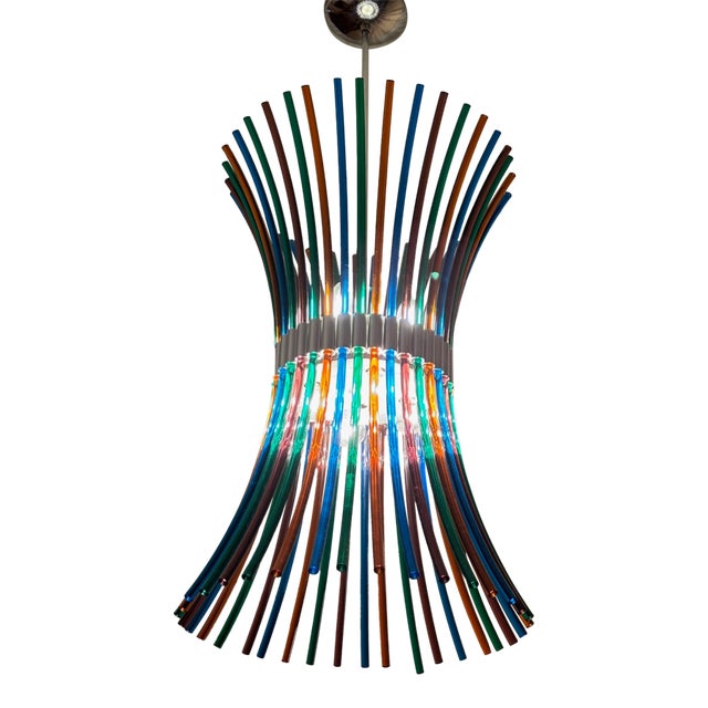 1970s Vibrant Multicolor Murano-Style Chandelier For Sale
