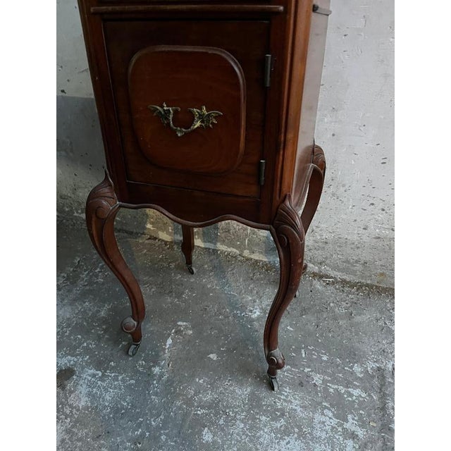 French Louis XV Style Nightstand with Marble Top For Sale - Image 3 of 8