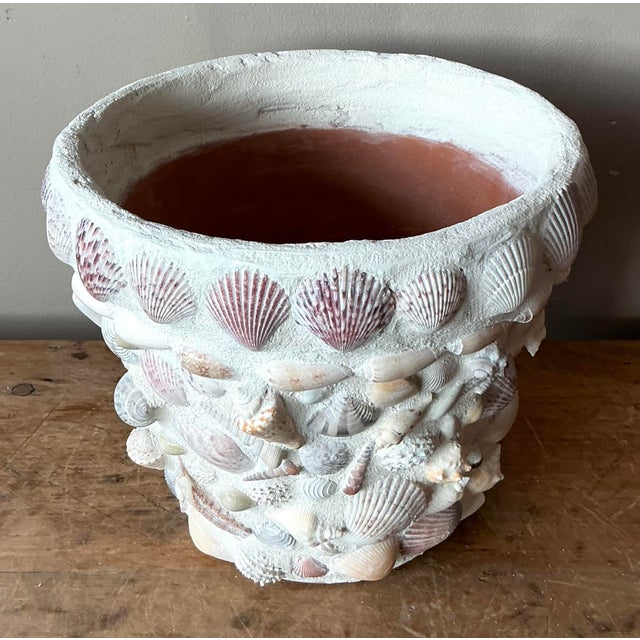 Early 21st Century Vintage Boho Shell Encrusted Planter For Sale - Image 5 of 7