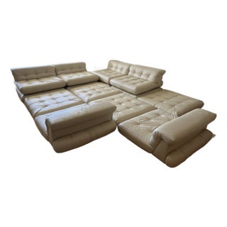 1970s Roche Bobois Mah Jong Sofa First Edition Leather 14 Pieces For Sale