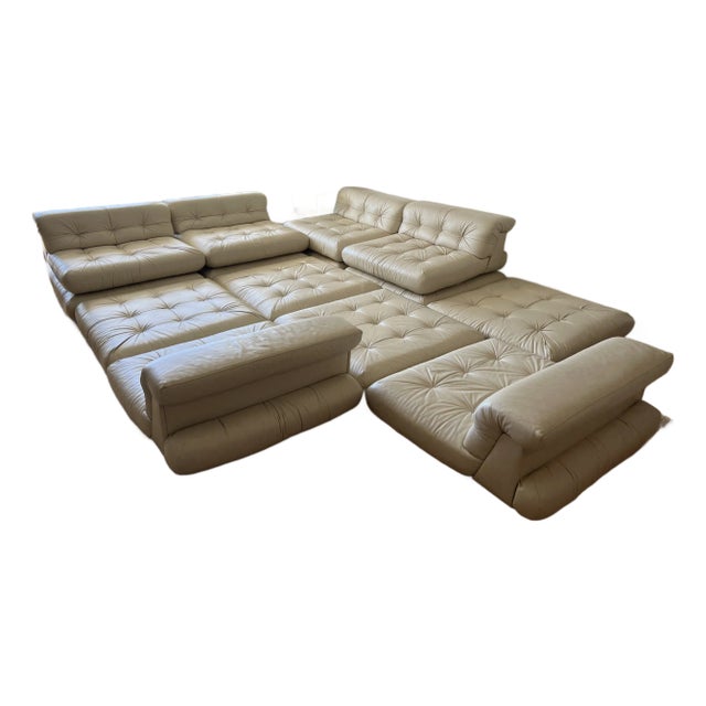 1970s Roche Bobois Mah Jong Sofa First Edition Leather 14 Pieces For Sale