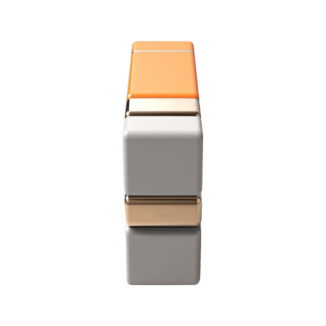 Orange "Candice" Console With Bronze and Stainless Steel, Handcrafted For Sale - Image 8 of 10